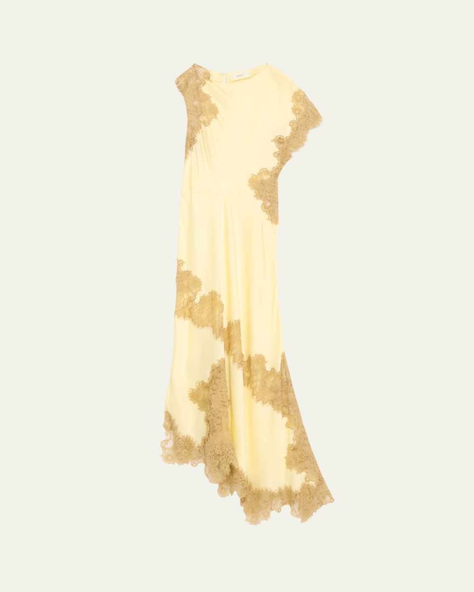 Alessia Satin and Lace Maxi Dress